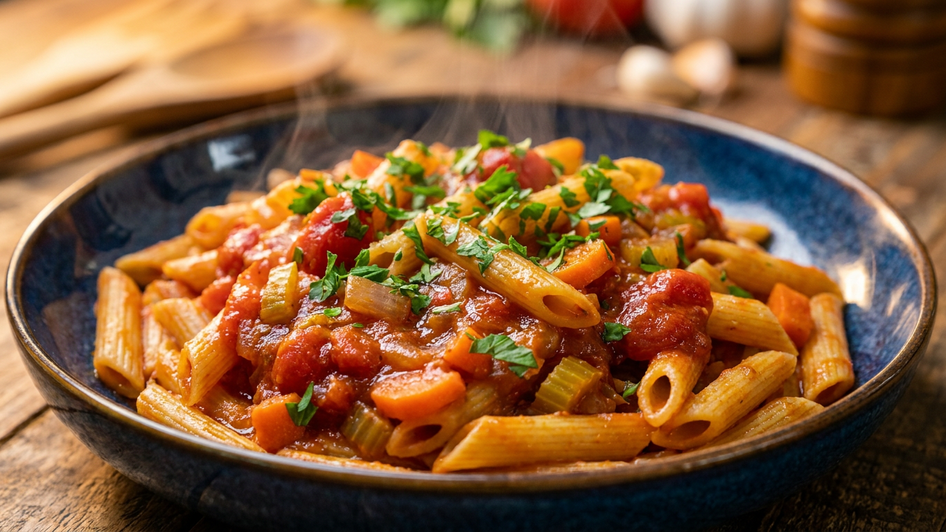 Vegetable Pasta in Marinara Sauce in Ninja Foodi – 3-Minute Pressure Cook