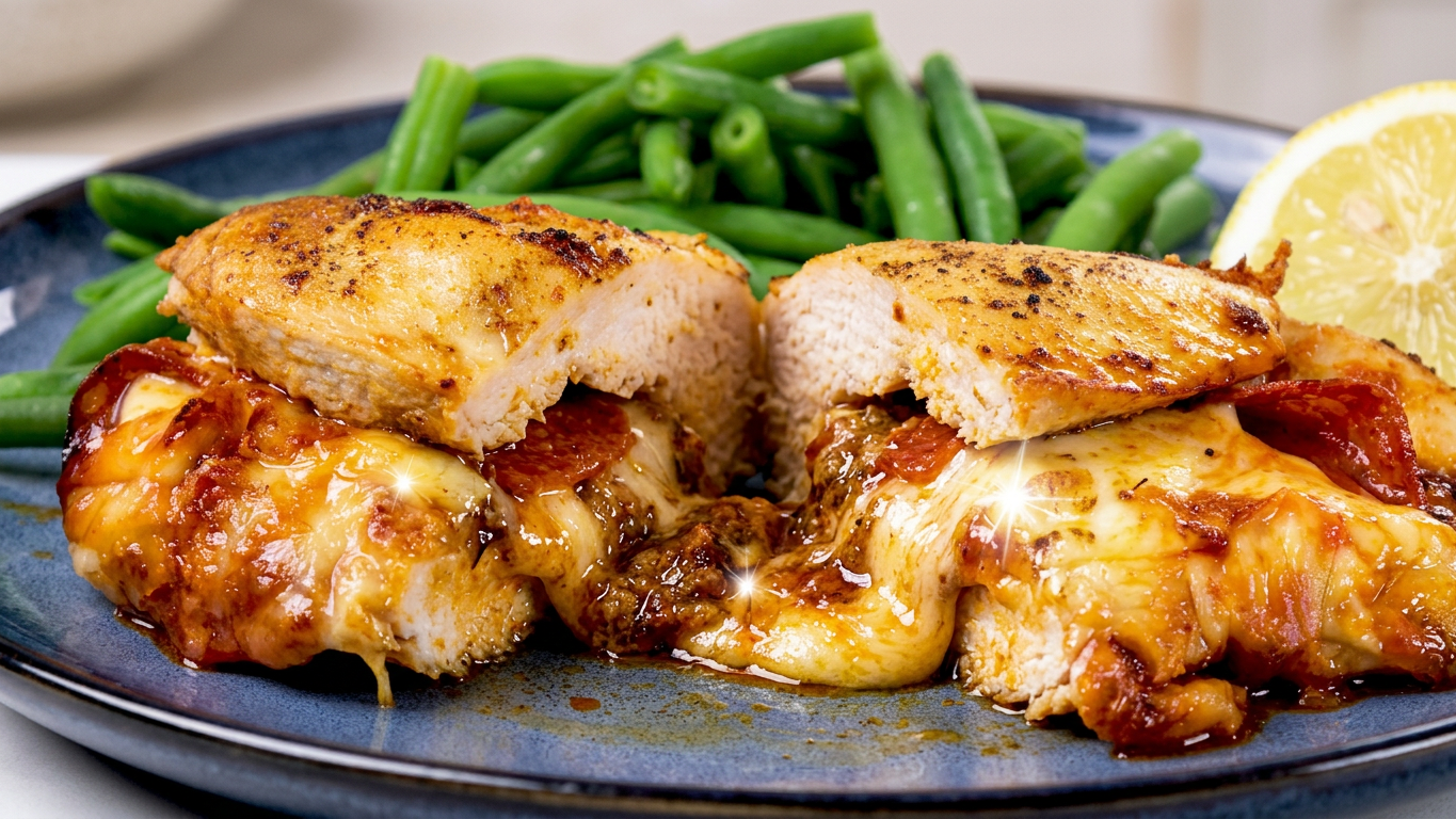 Air Fryer Red Pesto, Pepperoni & Cheese Stuffed Chicken Fillets