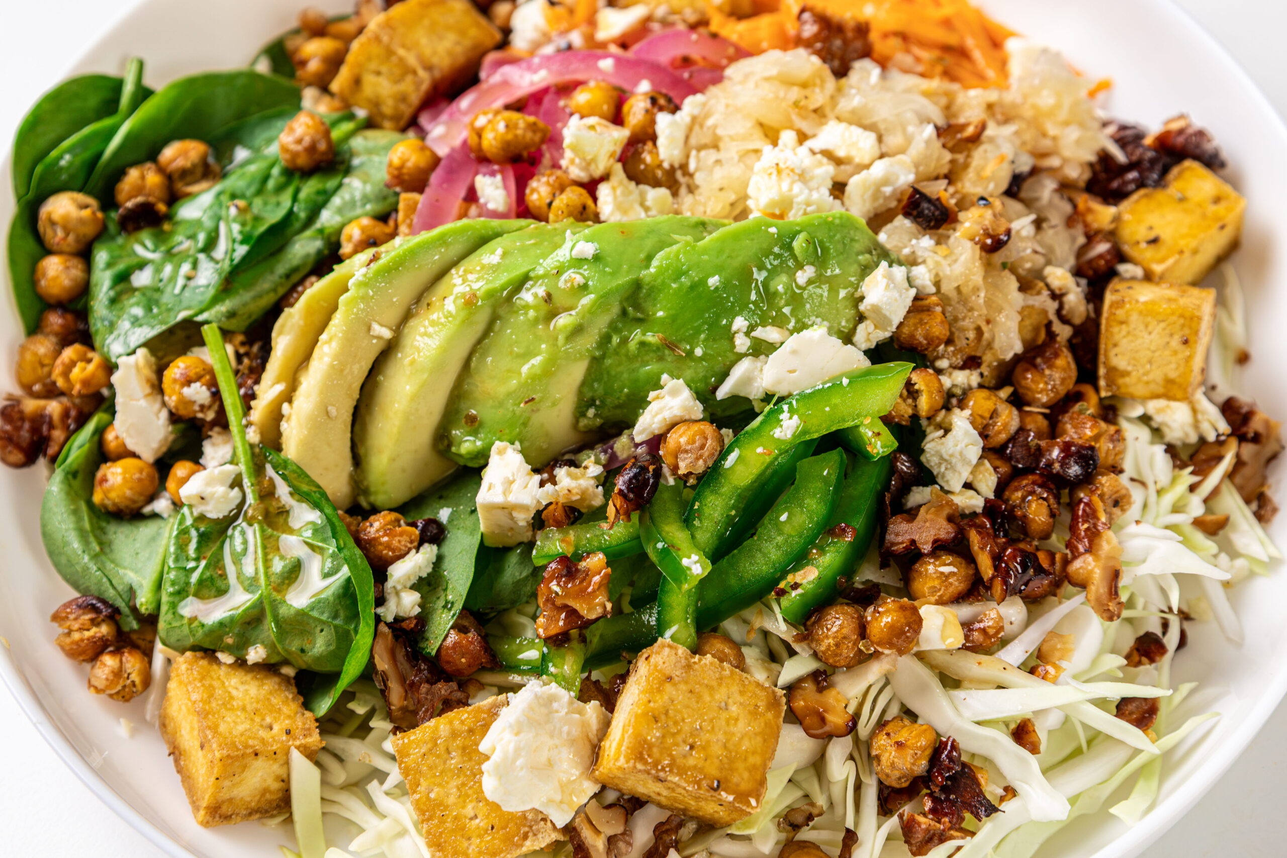 High Protein Crispy Chickpea and Tofu Salad